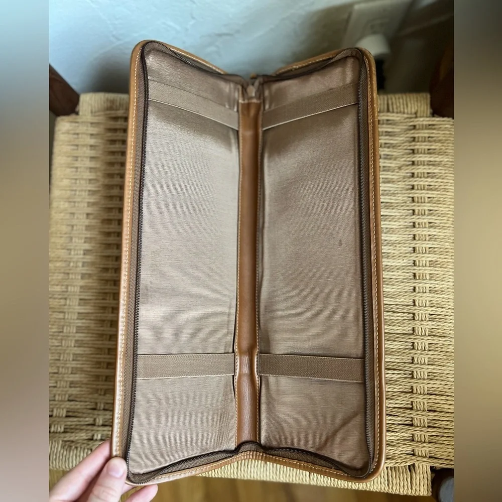 Vintage Gurkha Leather Tie Case Ascot Travel Organizer Tan Zip Necktie Holder